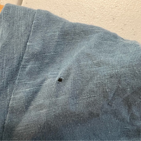 Synergy Organic Clothing Top Short Sleeve Tie Knot Detail Teal Sz XL * Hole - Picture 6 of 11